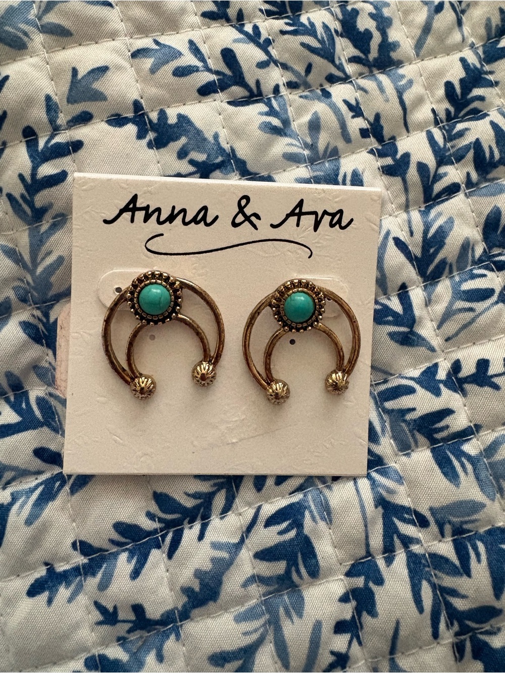 Anna & Ava Gold-Tone Hoop Earrings with Turquoise Stone